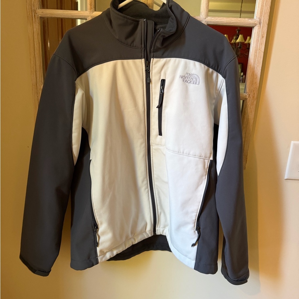 The North Face Men’s Two-Tone Softshell Jacket in White & Dark Gray